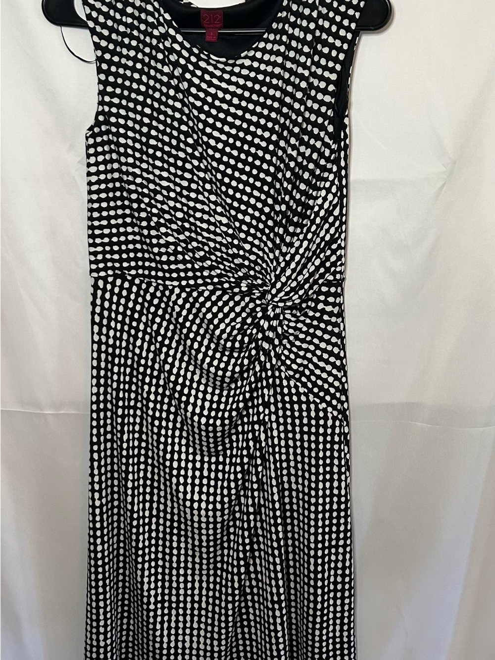 212 Collection Black & White Dot Twist Maxi Skirt